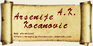 Arsenije Kocanović vizit kartica